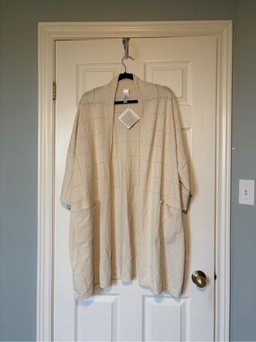 🔥🆕🔥 MarlaWynne WynneLayers Pointelle Grid Cardigan Ivory 1X NWT